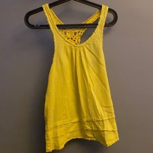 Anthropologie neon yellow tank w back detail